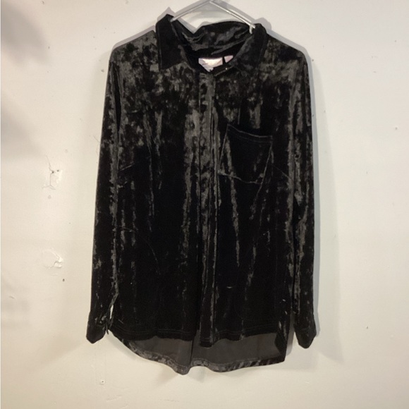 Belle by Kim Gravel Tops - Belle by Kim Gravel Velvet Big Shirt Medium & XL Black NWOT